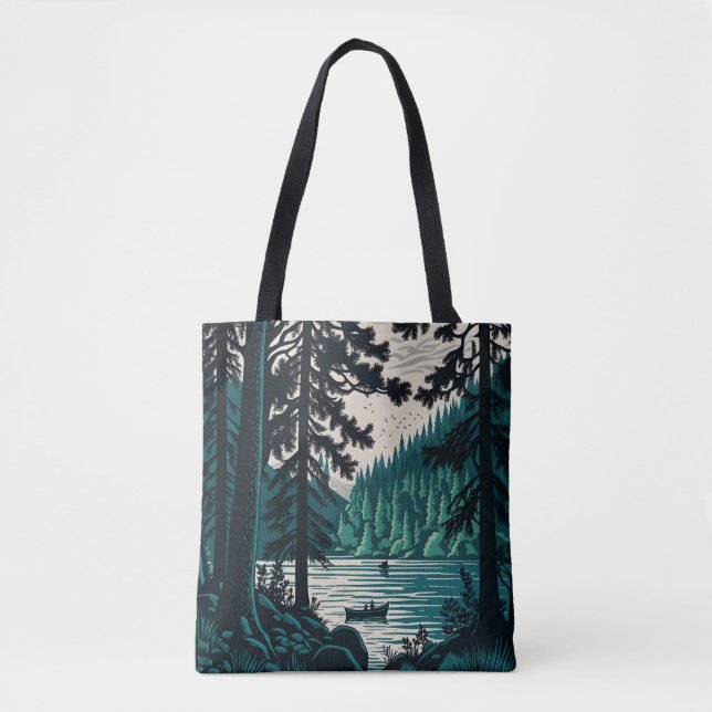 Tote Bag Nature Woods Lake Forest Paysage nordique (Devant)