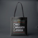 Tote Bag Naughty Nice juif Père Noël laide Noël Hanoukka<br><div class="desc">Naughty Nice juif Père Noël laide Noël Hanoukka</div>