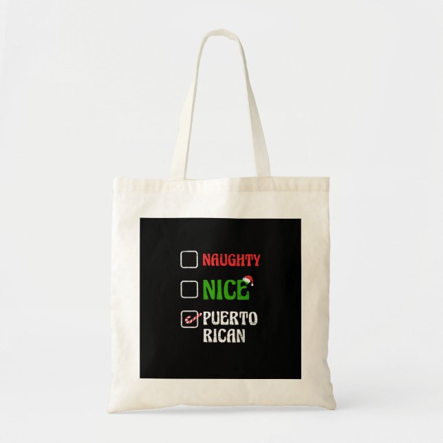 Tote Bag Naughty Nice Puertorican Santa Holiday SweTote Bag (Devant)