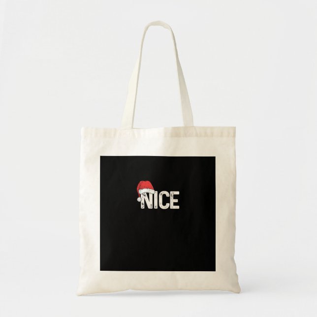 Tote Bag Naughty Or Nice Matching Christmas Funny Design (Devant)