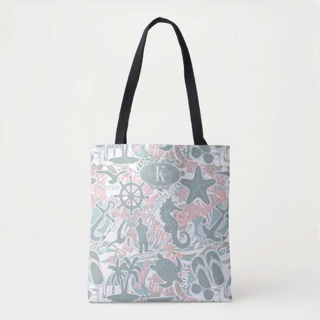 Tote Bag Nautical Beach Collage (Devant)