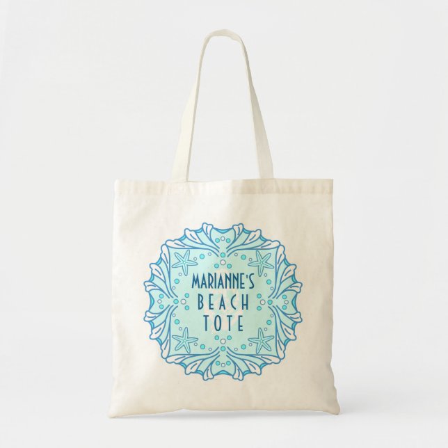 Tote Bag Nautical Beach Fourre-tout Personnalisé avec Joli  (Devant)