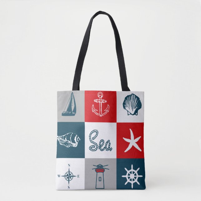 Tote Bag Nautical themed design (Devant)