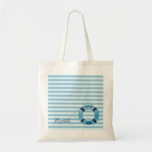Tote Bag Nautique, Rayures Bleu Clair