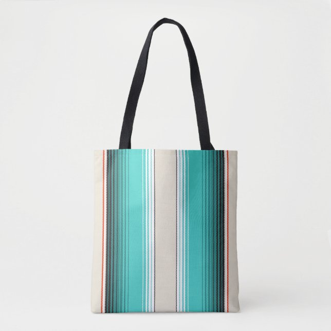 Tote Bag Navajo Blanc, Turquoise Orange Blanche Mexicaine S (Devant)