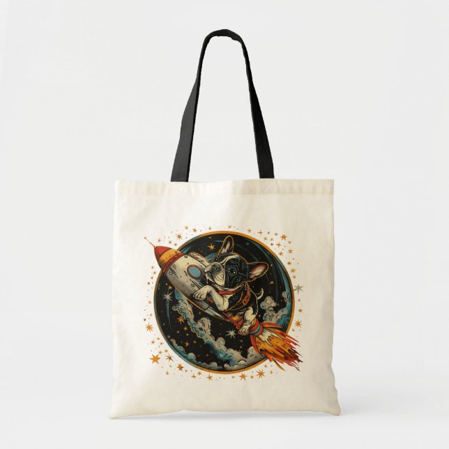 Tote Bag Navire à fusée Astronaut français de Bulldog (Devant)