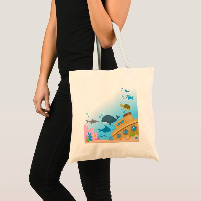 Tote Bag Navire Coulé Et Poissons (Créateur téléchargé)