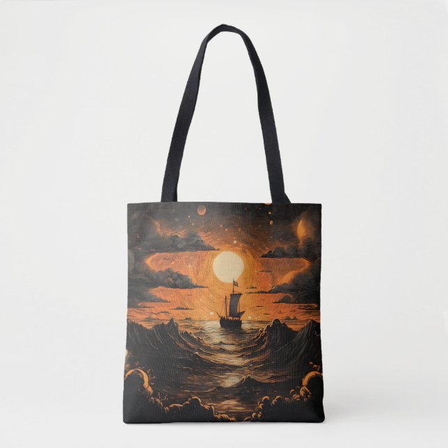 Tote Bag Navire naviguant la nuit (Devant)