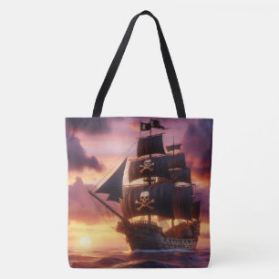 Tote Bag Navire pirate au lever/coucher du soleil