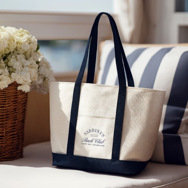 Tote Bag Navy & Cream Bach Club Week-end de Fille à Marier (Navy & Cream Bach Club Bachelorette Weekend Tote Bag)