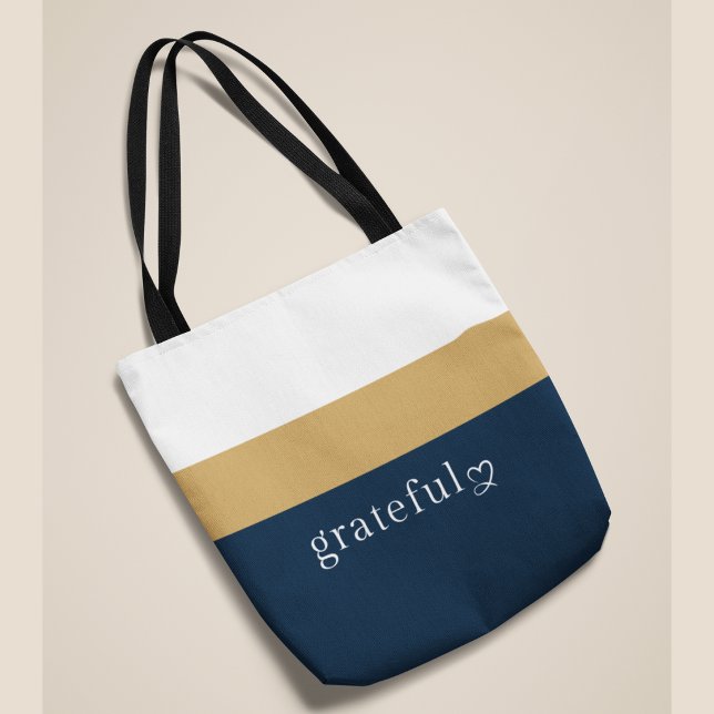 Tote Bag Navy Or Blanc Rayé | Affirmation Positive (Créateur téléchargé)