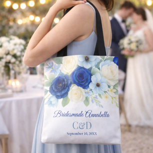 Tote Bag Navy Royal Bleu Ivory Mariage Demoiselle d'Honneur