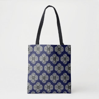 Tote Bag Navy with black and white designed  tote back