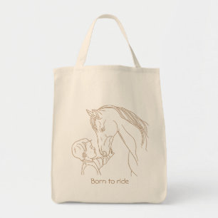 Tote Bag Né à Ride : Toile pour enfants et chevaux