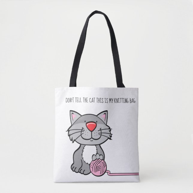 Tote Bag Ne dites pas au Tricot de Cat Yarn Crochet Bag Fou (Devant)