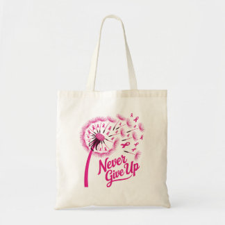 Tote Bag Ne jamais abandonner Ruban rose du pissenlit Cance