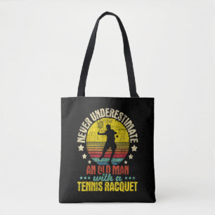 Tote Bag Ne jamais sous-estimer un vieil homme - Tennis Rac