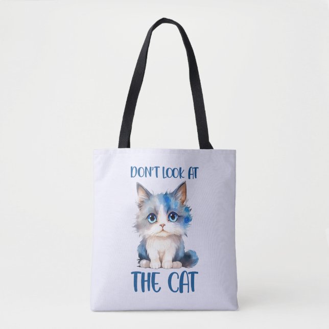 Tote Bag Ne regardez pas le chat - adorable chaton bleu (Devant)