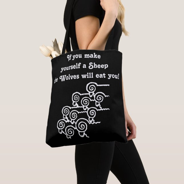 Tote Bag Ne sois pas un mouton (noir) Fourre-tout (De près)