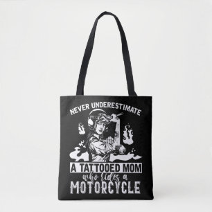 Tote Bag Ne Sous-Estimez Jamais Un Tatouage Mère Moto Vélo