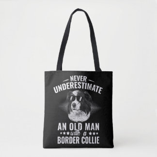 Tote Bag Ne sous-estimez jamais un vieil homme avec un coll