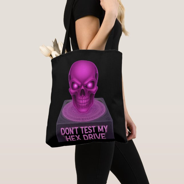 Tote Bag Ne testez pas mon disque hexadécimal - Purple Skul (De près)