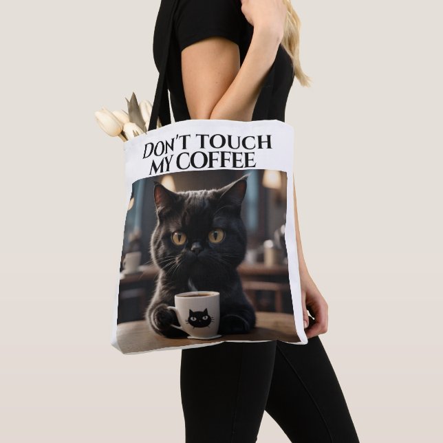 Tote Bag Ne touche pas mon café drôle (De près)