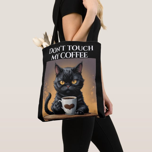 Tote Bag Ne touche pas mon café drôle (De près)