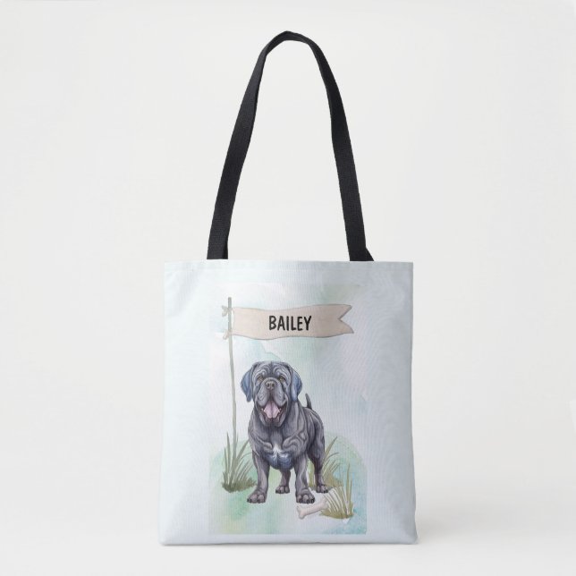 Tote Bag Neapolitan Mastiff Watercolor Personalized Dog (Devant)