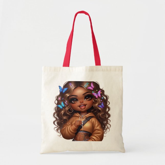 Tote Bag Née Pour Briller POUPÉE CHIBI (Devant)