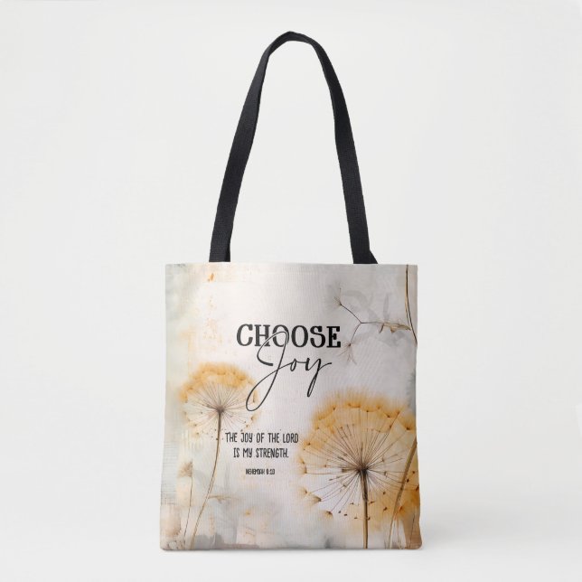 Tote Bag Néhémie 8:10 Joie du Seigneur Bible Dandelion (Devant)