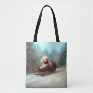 Tote Bag Neige de Noël caniche hiver