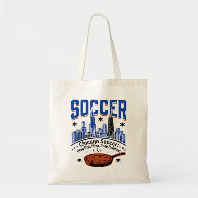 Tote Bag Neige d'hiver à Chicago et pizza deep dish (Devant)