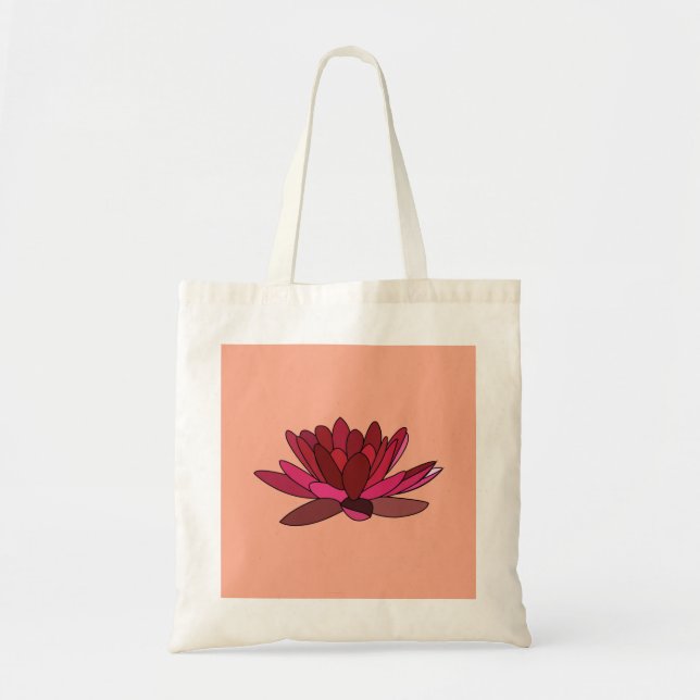 Tote Bag Nénuphar rose rouge  (Devant)