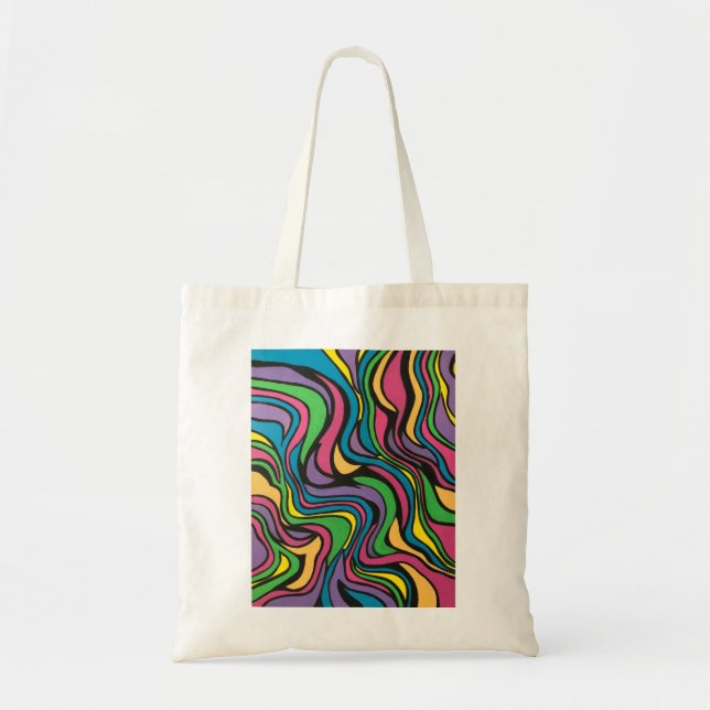 Tote Bag Neon Brook-Art Abstrait Peint à la Main (Devant)