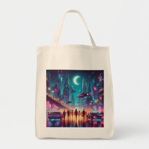 Tote Bag Neon Cityscape