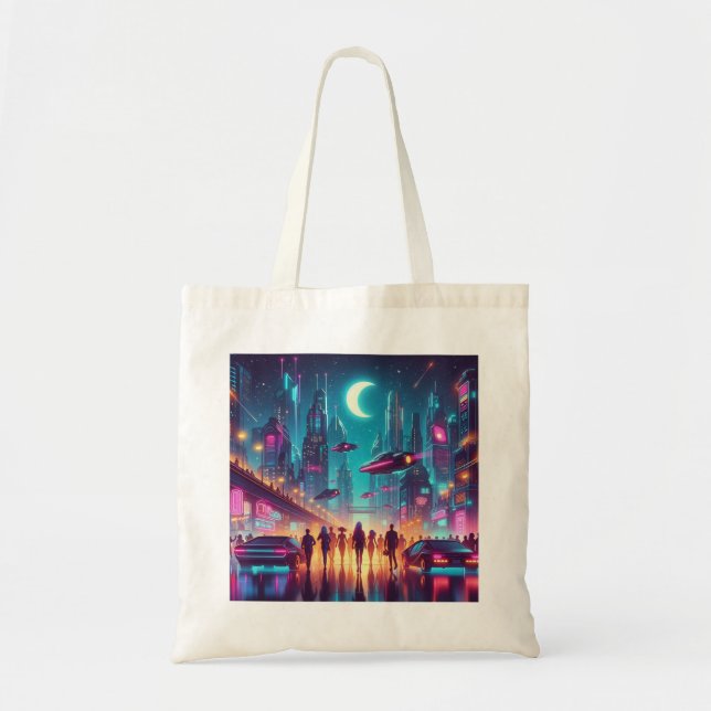 Tote Bag Neon Cityscape (Devant)