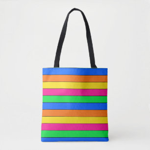 TOTE BAG NEON CLAIR FLUORSCENT ROSE JAUNE BLEU VERT LIGNE