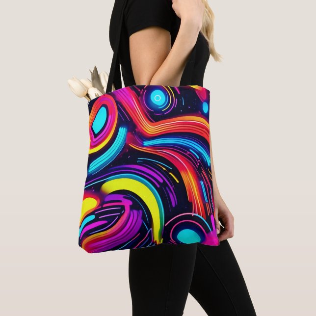 Tote Bag Neon Dreamscape Art (De près)