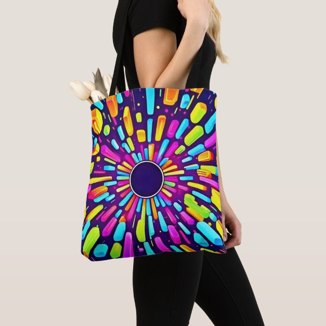 Tote Bag Neon Dreamscape : Un voyage psychédélique (De près)