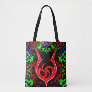 Tote Bag Neon Flame Mandala Pattern