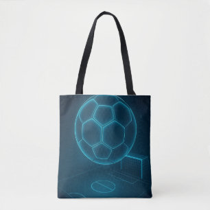 Tote Bag Neon Futuristic Soccer Field Art