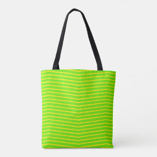 Tote Bag neon green and yellow zigzags