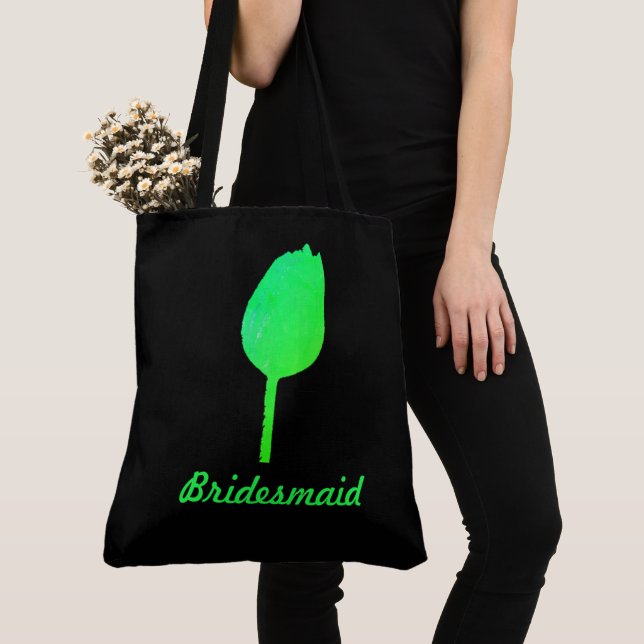 Tote Bag Neon Green Floral Tulip Abstrait Bridesmaid Cadeau (De près)
