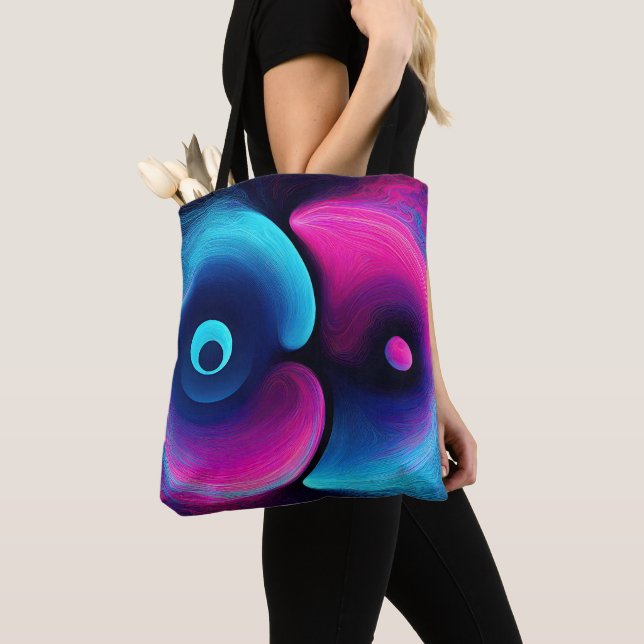 Tote Bag Neon Harmony : Une interprétation moderne de Yin Y (De près)