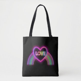 Tote Bag Neon Heart sur Rainbow