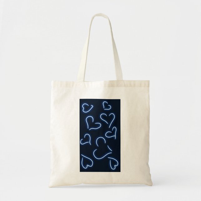 Tote Bag Neon Hearts Blue (Devant)