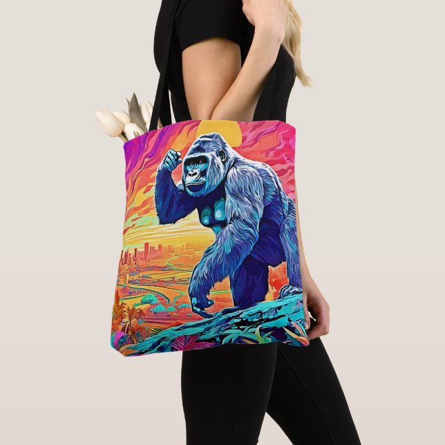 Tote Bag Neon Jungle Gorilla Imaginaire urbain (De près)