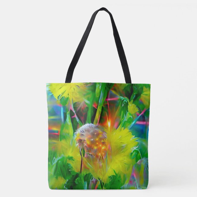 Tote Bag Neon Llow Dandelions dans Dream Garden (Devant)