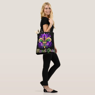 Tote Bag Neon Mardi Gras Fleur de lis coloré